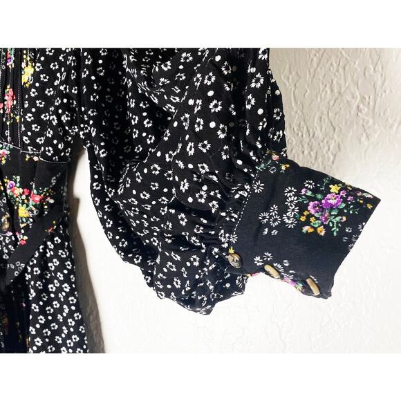 Free People Women's Wonderland Print Floral Patchwork A Line Belted Mini Dress - Picture 10 of 13